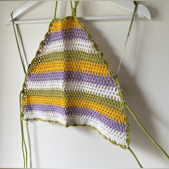 NWOT Zara crochet high halter tie neck tie back top - Picture 6 of 13